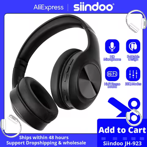 Siindoo JH-923 Foldable Bluetooth Headsets Wireless Headphones Over Ear 3EQ Sound Modes Hi-Res Audio