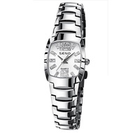SENO นาฬิกาแฟชั่นของผู้หญิง Seiko กระจกเพชรนาฬิกากันน้ำสแตนเลสสายเหล็ก