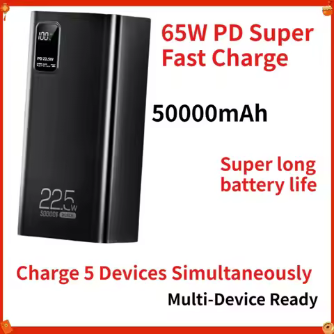 PowerBank 50000mAh 65W PD Fast Charging Power Bank, 5-Port USB C Battery Pack for iPhone Samsung Lap