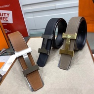 [1: 1] TOGO Logo Engraved Leather Belt Front And Back Width 3.8 Cm. Luxury