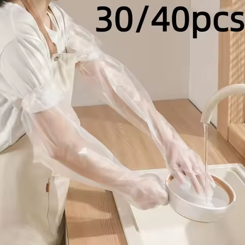 Disposable Arm Guard Gloves Kitchen Household Cleaning Waterproof Elastic Drawstring Lengthened CPE 