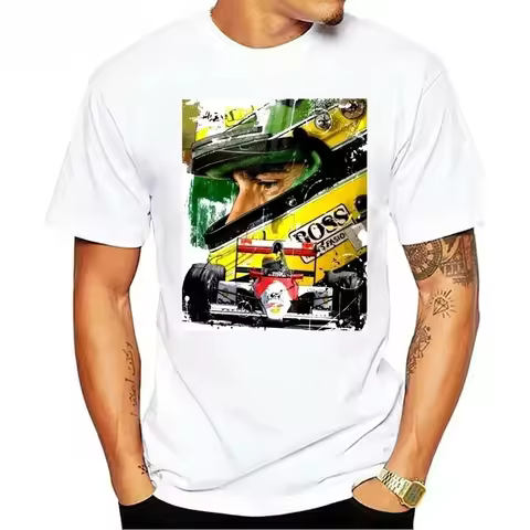 2024 Fashion Top Tee Mens AYRTON SENNA ARTWORK T SHIRT Print T Shirt Men Cotton Tshirt Summer Brand 