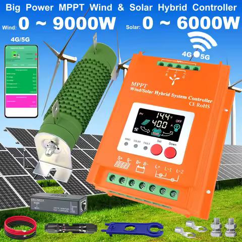 3000W 5KW 6KW 9KW 12V 24V 48V WIFI MPPT Hybrid Solar Wind Controller With Unloading Load LCD Display