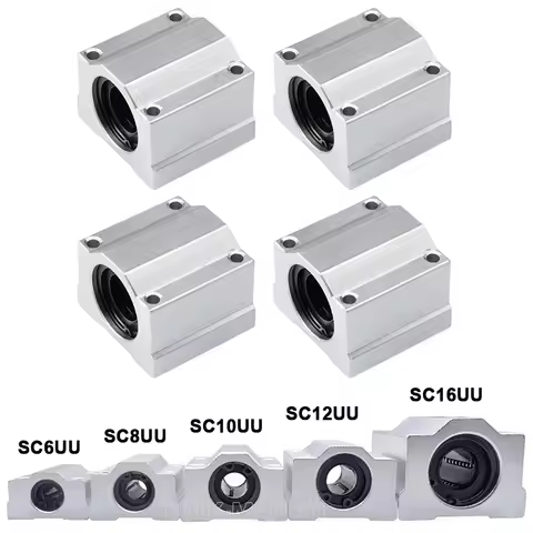4Pcs SC6UU SCS8UU SC10UU SC12UU SC16UU Linear Motion Ball Bearing Slide Block Bushing for CNC Router