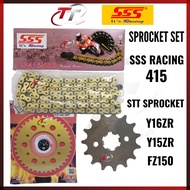 Y15ZR Y16ZR FZ150 SSS RACING 415 HEAVY DUTY CHAIN RANTAI GOLD EMAS STT SPROCKET SPOCKET SPOKET SPROK