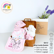 [ Genius Baby House ] Signature Genius Baby Newborn Clothes Bamboo Basket Gift Bundle Set G4047
