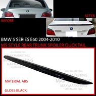 BMW 5 SERIES E60 2004-2010 M5 STYLE REAR TRUNK SPOILER DUCK TAIL WITH BLACK PAINT ABS SKIRT LIP BODYKIT