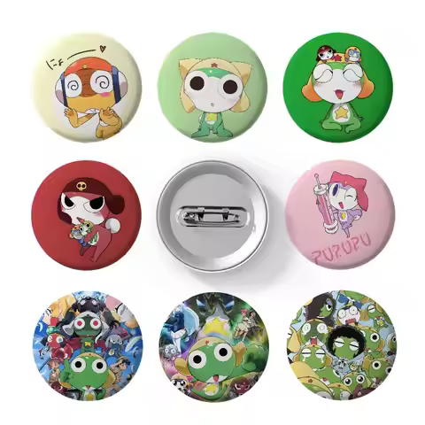 Cartoon K-keroro Gunsou Frog Badges Round Exquisite Badge Brooches Creative Pins For Clothes Hat Bac