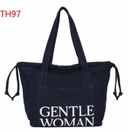 Versatile Thailand Niche Drawstring Shoulder Bag Large Capacity Denim Bag Tote Bag Womens Bag Stylis