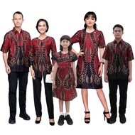 Baju Set Couple Keluarga Batik Katun Monica Merah Maroon