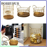 HOBBYHUB Coffee Capsule Holder, Multifunctional Metal Coffee Pod Holder,  Large Capacity Wood Base C