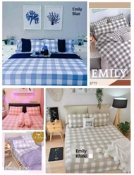 SEPREI PROMO ( BELI 1 DAPAT 1 ) SEPRAI PREMIUM AESTHETIC KOTAK EMILY KOREA BAHAN MIRIP BONITA NO 1 ASLI ORI 180x200 1 SET LENGKAP BANTAL 4 GULING 2  PROMO MURAH CUCI GUDANG SPREI KASUR MIRIP LADY ROSE ASLI ORIGINAL PROMO CUCI GUDANG No 1 No 2 No 3