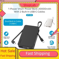 ShopLah [CCC Certified] Momax IP139 1-Power Vital+ 20000mAh Powerbank with Dual Built-in USB-C Cable