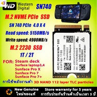ลด 50% (พร้อมส่ง)WD SSD 2230 SN740 1TB/2TB M.2 NVME 2230 PCLE 4.0x4 SSD for surface Prox laptop compatible with Steam deck Western Digita