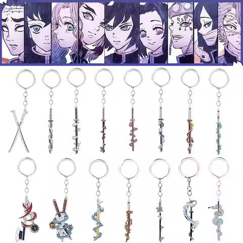 Anime Demon Slayer Sword Keychain Kimetsu no Yaiba Tomioka Giyuu Kochou Shinobu Weapon Cosplay Metal