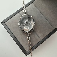 黑流砂水膽閃靈鑽 925銀花托手鍊