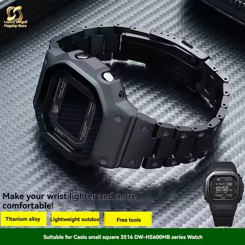 For Casio Small Square Watch 3516 DW-H5600MB High Quality Lightweight Titanium Alloy Strap Case Kit 
