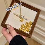 58/{ Titanium Steel Does Not Fade} Small Gold Tuo Necklace Female Light Luxury Niche ins Temperament