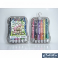 Capybara Rotating Crayon | 12 Colours | Clean & Strong Coverage Coloring Crayon | Crayon Budak