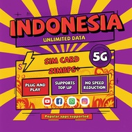 Indonesia SlM Card 1GB/2GB 3-10days 4G/5G Unlimited Data Instant High Speed Data Indonesia SIM Card