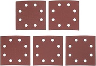 Pack of 50 Sanding Sheets with 8 Holes, Pre-Cut 115 x 115 mm, Grit 40, 60, 80, 100, 120 for Wooden T
