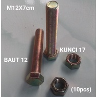 M12X7cm NUT BOLT (10pcs) KEY 17 BOLT 17
