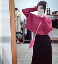 ÁO LEN THỪNG HỒNG CROPTOP phong cách trẻ trung duyên dáng dành cho bạn nữ - LCXA240