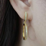(0022) 10k Pure Gold clip w Dangling Earrings non faded for daily use