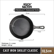 KOCH&BACKEN Cast Iron Skillet Preseaseoned - Pure Cast Iron Skillet Non-Stick - 11cm