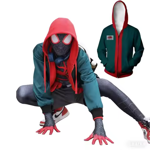 Superhero Hoodies Cosplay Jacket Green Zipper Hooded Coat Halloween Carnival Superhero Cosplay Costu