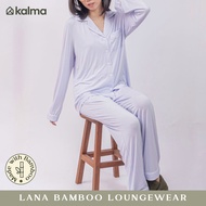 Kalma Bamboo Sleepwear Pajama Set for Women - Periwinkle | Long Sleeve Button Up Shirt with Long Pajama | Lana Collection