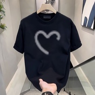 M-8XL Summer Men's Oversized T-shirt Simple Love Printed T-shirt Suitable for Both Men and Women