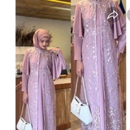 (Jamin RealPict) 2IN1 GEORGINA DRESS INNER + OUTER BRUKAT TILLE PREMIUM / FREE BELT / SET GAMIS MAX