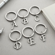 Sleek Stainless Steel 26-Letter Keychain, Minimalist Alphabet Key Ring, Unisex Bag Pendant & Key Hol