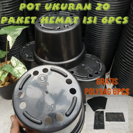 paket hemat pot ukuran 20 isi 6pcs GRATIS polibag pot bunga plastik lusinan murah pot tanaman pot plastik pot 20