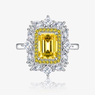100% Genuine 2ct Yellow Moissanite Ring GRA Certificate 6x8MM Emerald Cut Laboratory Diamond Ring Je