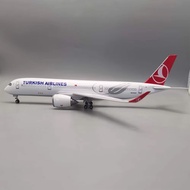 โมเดลเครื่องบินแอร์บัส A350-900 คุณภาพสูงขนาด 47 ซม. ของสายการบิน Turkish Airlines พร้อมไฟ LED สำหรั