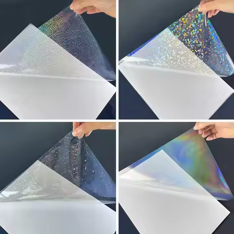 A4 40 Sheets -4 Styles Holographic Cold Laminating Film Clear Self-Adhesive Vinyl Sticker 8.3x11.7 I