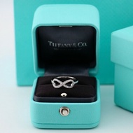 Tiffany 鉑金 蝴蝶結 滿鑽 戒指 歐碼50碼 美碼5 有盒子