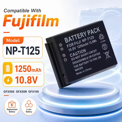 Premium Replacement Camera Battery NP-T125 3.7V 1250mAh Rechargeable For Fujifilm GFX50S GFX50R GFX1
