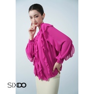 Áo kiểu nữ chiffon cổ tròn dài tay SIXDO (Dark Magenta Chiffon BlouseDark Magenta Chiffon Blouse)