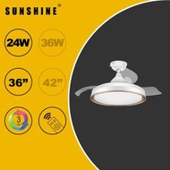 陽光 - (CFCU-24W) LED 24W 36吋可搖控可逆轉伸縮扇葉風扇燈 3000K/4000K/6500K #LED風扇燈 #LED吊燈 #LED天花燈 #家居燈飾