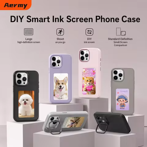 DIY NFC Phone Case for iPhone Custom E-Ink Phone Case NFC Photo Transfer Phone Case Shockproof Phone