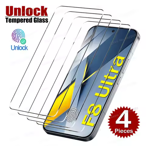 4PCS F8Ultra Unlock Screen Protector Glass For POCO F8 F7 Ultra F5 F6 Pro F4 F3 GT 5G Tempered Glass