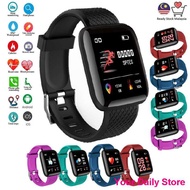 🔥Ready Stock🔥116 Plus Smart Watch Blood Pressure Heart Rate Monitor Waterproof Band Fitness Tracker