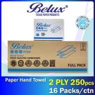 Belux DQ M Fold Paper Hand Towel Tissue 2 PLY (250 Sheets x 16 Packs) Full Pack
