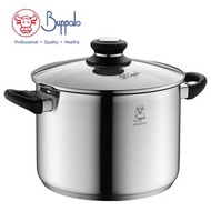 BUFFALO - 牛頭牌 SIMPLE COOK 不銹鋼加厚底高身雙耳煲連玻璃鍋蓋 24cm / 7L (34824H)