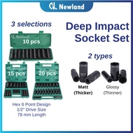 Impact Socket Set / Deep Socket Set 1/2" (8mm - 32mm) 10pcs, 15pcs, 20pcs