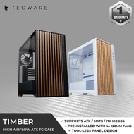 Tecware Timber High Airflow ATX TG, Timber M TG Case (4 x 12cm fans included, USB 3 x2), Black & Whi