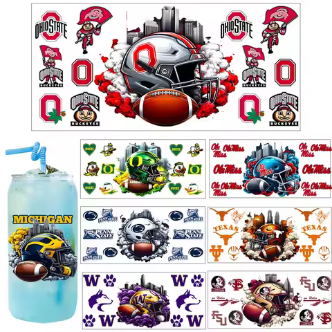College football Game day Style UV DTF Sticker Party DIY Decals 3D transfers uvdtf tumbler seal stic